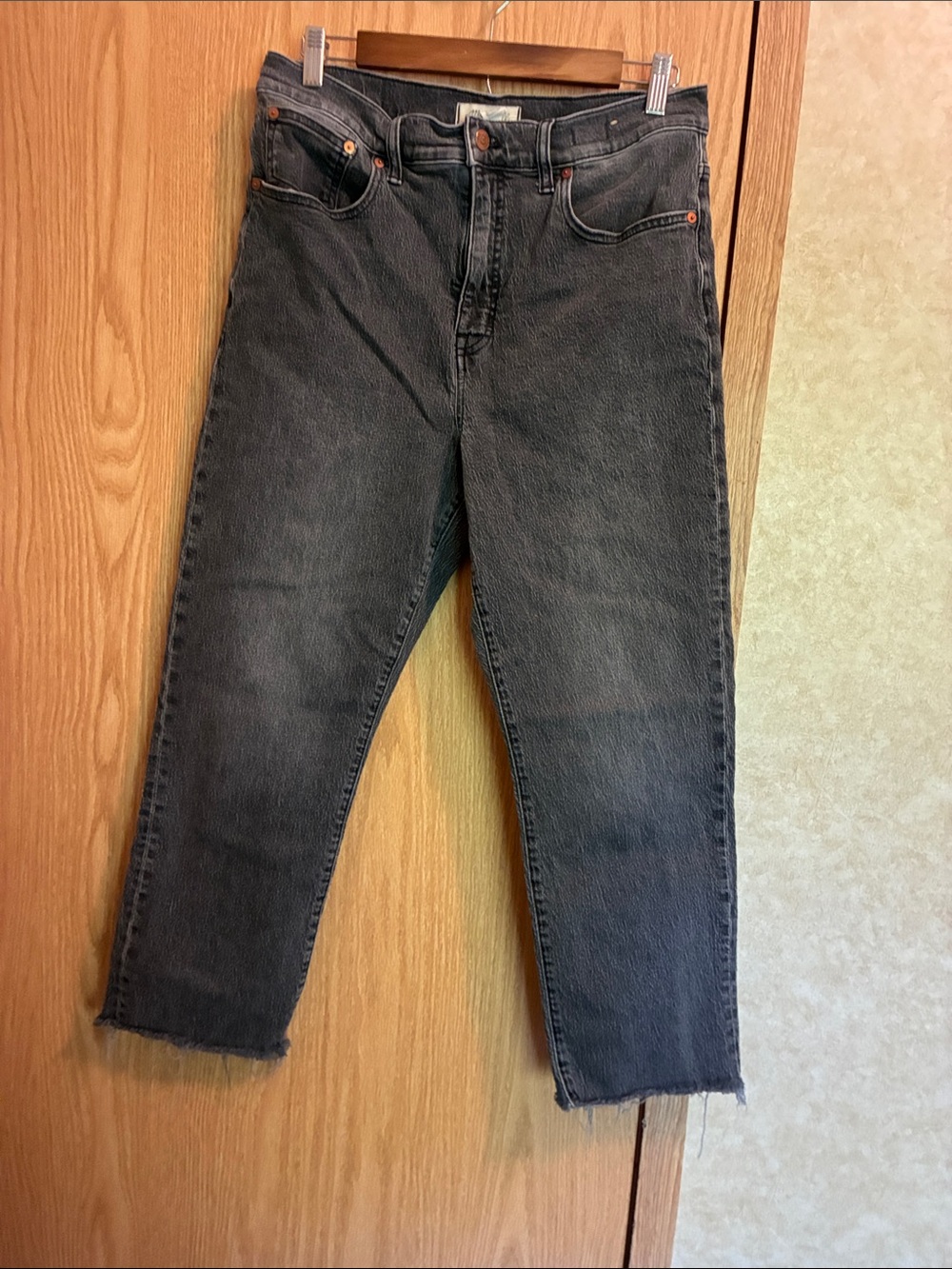 Madewell Black Washed Ankle Crop Jeans